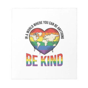 Wees aardig Wereld Hart Regenboog Vector T-Shirt O Notitieblok