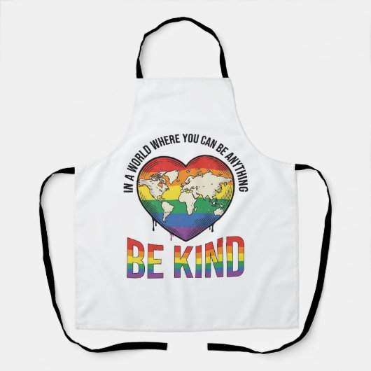 Wees aardig Wereld Hart Regenboog Vector T-Shirt O Schort (Voorkant)