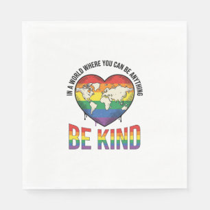 Wees aardig Wereld Hart Regenboog Vector T-Shirt O Servet