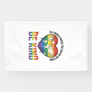Wees Aardig Wereld Hart Regenboog Vector T-Shirt O Spandoek