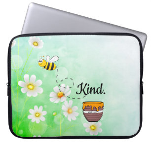 Wees aardig Witte en groene tekst mooi Laptop Sleeve
