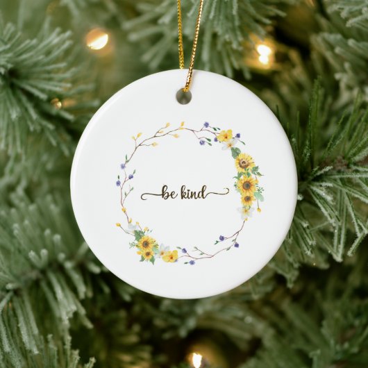 Wees aardig, zonnebloem, botanische poot keramisch ornament (Boom)