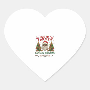 Wees aardige boer kerstman boerderij dieren hart sticker