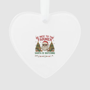 Wees aardige boer kerstman kerst boerderij dieren ornament