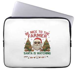 Wees aardige boer Kerstmis boerderij dieren Laptop Sleeve