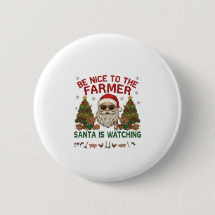 Wees aardige boer Kerstmis boerderij dieren Ronde Button 5,7 Cm
