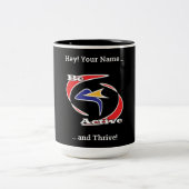 Wees actief en gedijen tweekleurige koffiemok (Center)