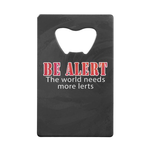Wees alert creditkaart flessenopener (Voorkant)
