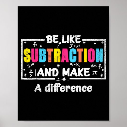 Wees als aftrekken Funny Math Quote Leraar Student Poster (Voorkant)