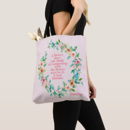 Wees als een bloem citaat tropische bloemenkrans tote bag