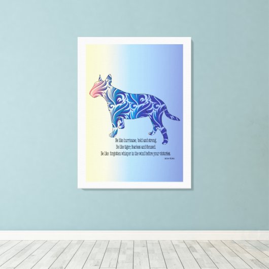 Wees als orkaan en tijger BULL TERRIER kunst Canvas Afdruk (Insitu (Houten vloer))