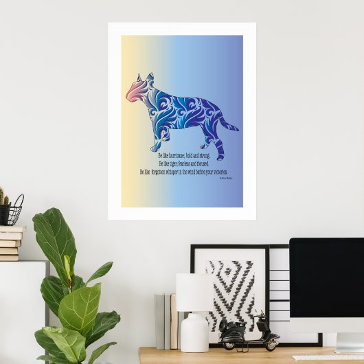 Wees als orkaan en tijger BULL TERRIER kunst Poster (Thuiskantoor)