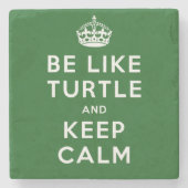 Wees als schildpad en blijf kalm groen citaat stenen onderzetter (Voorkant)