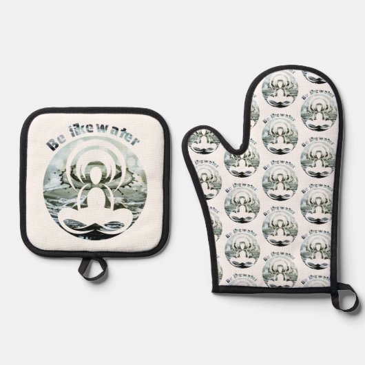 Wees als water dagelijks zen ovenwant & pannenlap set (Voorkant)