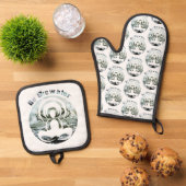 Wees als water dagelijks zen ovenwant & pannenlap set (Top down)