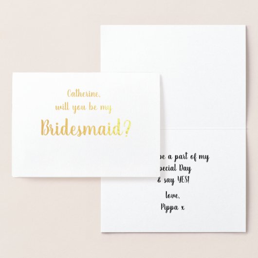 Wees alsjeblieft mijn Bridesmaid Gold Foil Wenskaa Folie Kaarten (Display)