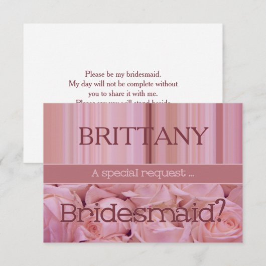 Wees alsjeblieft mijn Bridesmaid? Kaart (Voorkant / Achterkant)