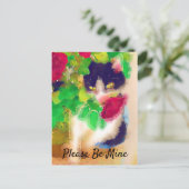 Wees alsjeblieft mijn, kat met rode rozenValentijn Briefkaart (Staand voorkant)