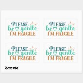 Wees alsjeblieft voorzichtig, ik ben kwetsbaar ver rechthoekige sticker (Vel)