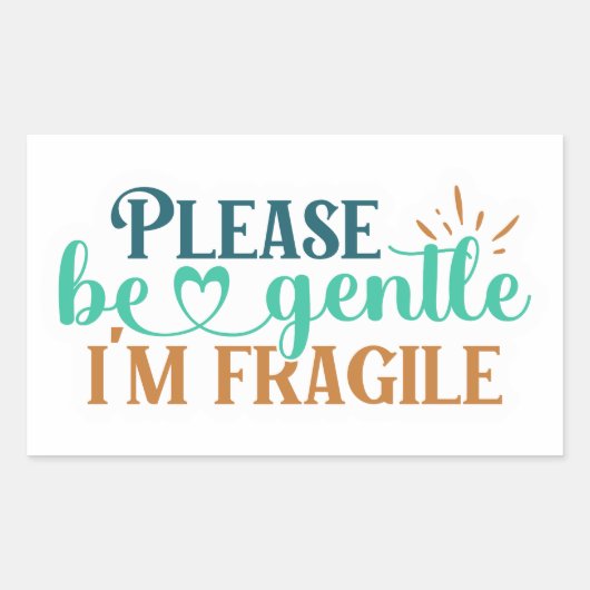 Wees alsjeblieft voorzichtig, ik ben kwetsbaar ver rechthoekige sticker (Voorkant)