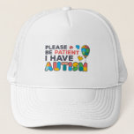 Wees alstublieft patiënt als ik Autisme-puzzels he Trucker Pet<br><div class="desc">Robuust,  helder,  moedig en levendig "Wees geduldig,  ik heb autisme" - Bewustmakingsontwerp dat een perfecte campagne maakt of elke dag draag.</div>