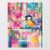 Wees alstublieft vriendelijk voor ons personeel raamsticker (Vel)