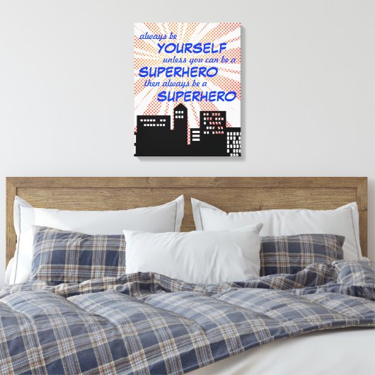 Wees altijd een superheld stripboek jongens kunst  canvas afdruk (Insitu (Slaapkamer))