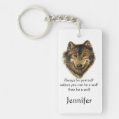Wees altijd jezelf Leuk Inspirerend Wolf Quote Sleutelhanger (Voorkant)