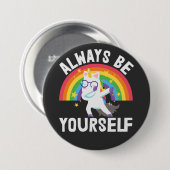 Wees altijd jezelf lgbtq pride regenboogeenhoorn ronde button 7,6 cm (Voorkant /achterkant)