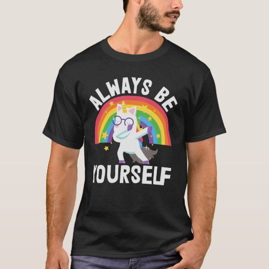 Wees altijd jezelf lgbtq pride regenboogeenhoorn t-shirt (Voorkant)