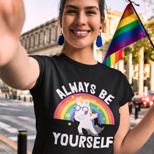 Wees altijd jezelf lgbtq pride regenboogeenhoorn t-shirt