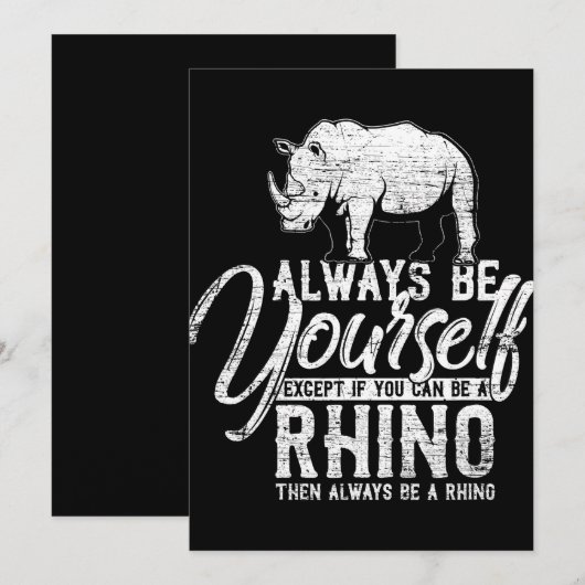 Wees altijd jezelf, tenzij je een Rino Gift kunt z Bedankkaart (Voorkant / Achterkant)