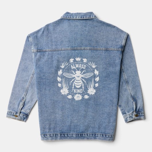 Wees altijd vriendelijk-witte botanische krans met denim jacket (Achterkant)