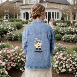Wees anders grappig funky kat ontwerp denim jacket