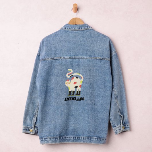 Wees anders grappig funky kat ontwerp denim jacket (Hangar)