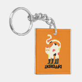 Wees anders grappig funky kat ontwerp sleutelhanger (Voorkant Links)