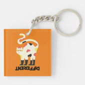 Wees anders grappig funky kat ontwerp sleutelhanger (Achterkant)