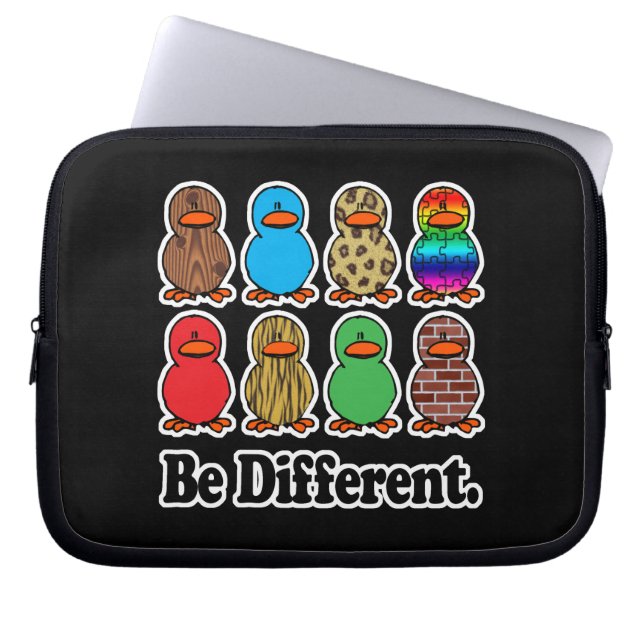 wees anders grappig patroon eendje eenden laptop sleeve (Voorkant)