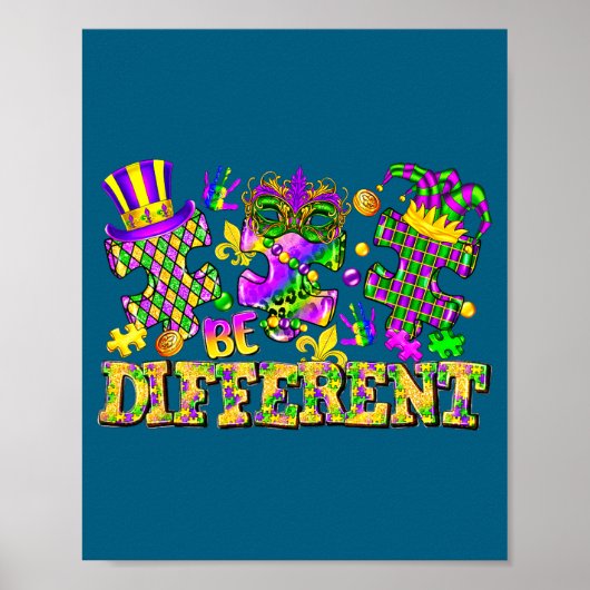 Wees anders puzzelstuk mardi gras new orleans poster (Voorkant)