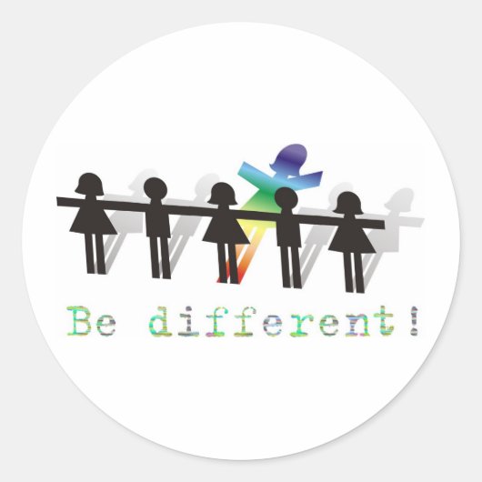 Wees anders! ronde sticker (Voorkant)