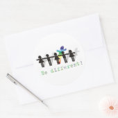 Wees anders! ronde sticker (Envelop)