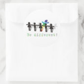 Wees anders! ronde sticker (Tas)