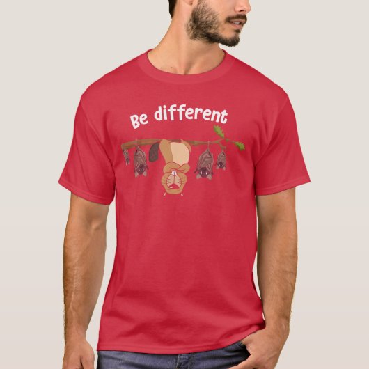Wees anders Schattige Bever Met Vleermuizen Vleerm T-shirt (Voorkant)
