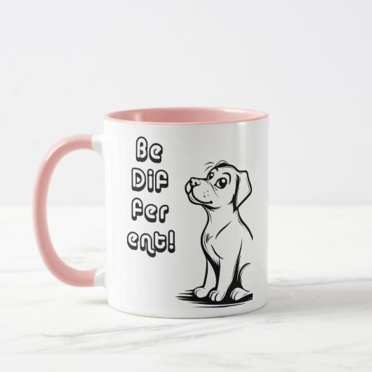 Wees Anders Slimme Hond Mok – Inspirerende Minimal (Links)