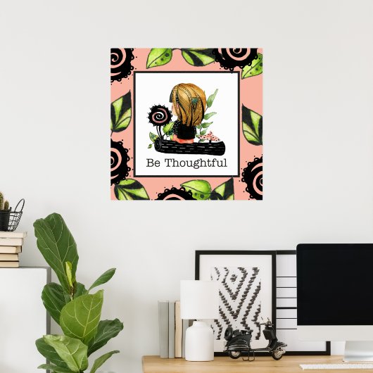 Wees attent kinder boho ingelijste kunst poster (Thuiskantoor)