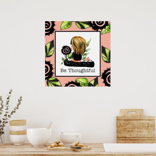 Wees attent kinder boho ingelijste kunst poster (Keuken)