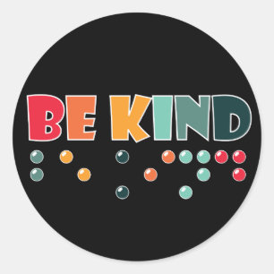 Wees attentie voor braille alfabetisme ronde sticker