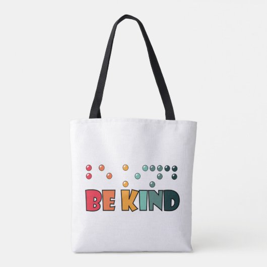 Wees attentie voor braille alfabetisme tote bag (Achterkant)