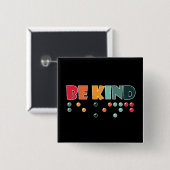 Wees attentie voor braille alfabetisme vierkante button 5,1 cm (Voorkant /achterkant)