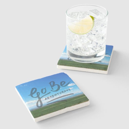 Wees avontuurlijk stenen onderzetter (Zijkant)